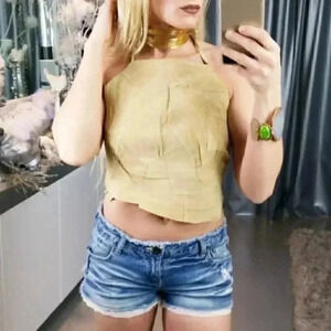 100% LEATHER CROP TOP